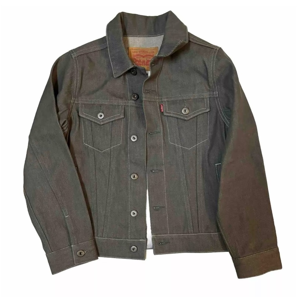 Levis Trucker Gray Denim Red Tab Jean Jacket Youth Size M 10-12 Years